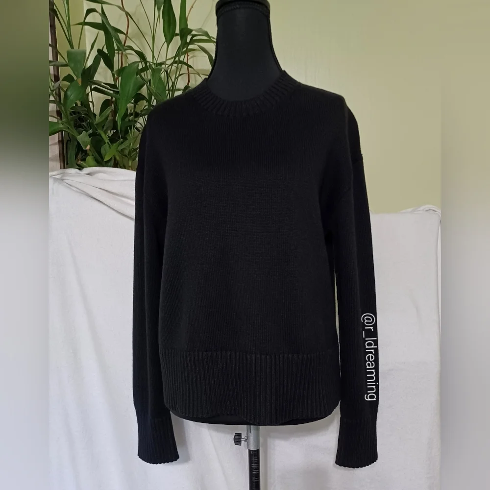 NWT Everlane The Boxy Sweater in Everyday Cotton Size XS In Black - Picture 2 of 11